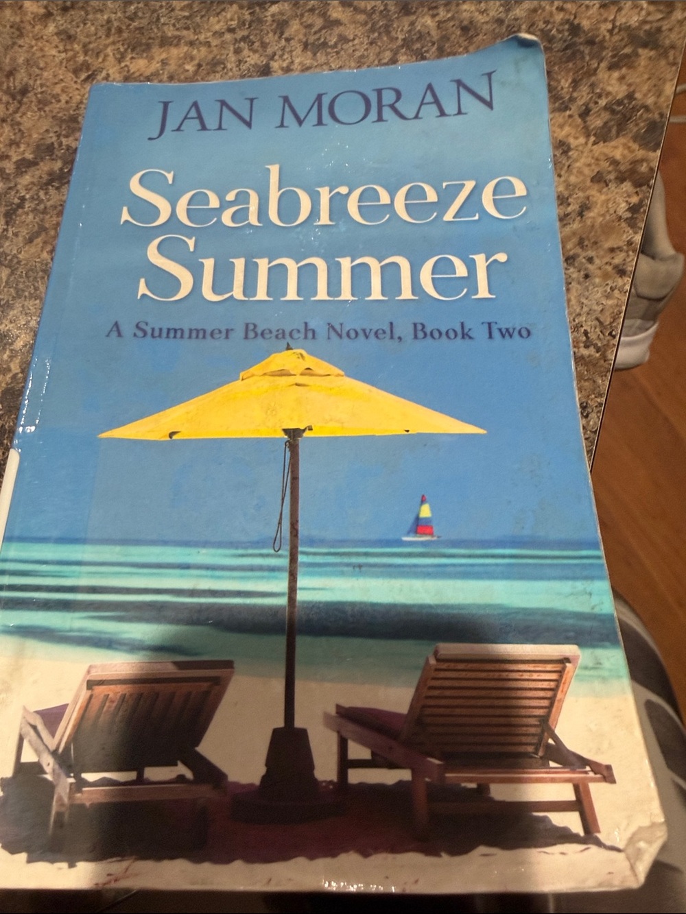 Jan Moran 'Seabreeze Summer' Paperback Book - Blue Cover with Yellow Umbrella